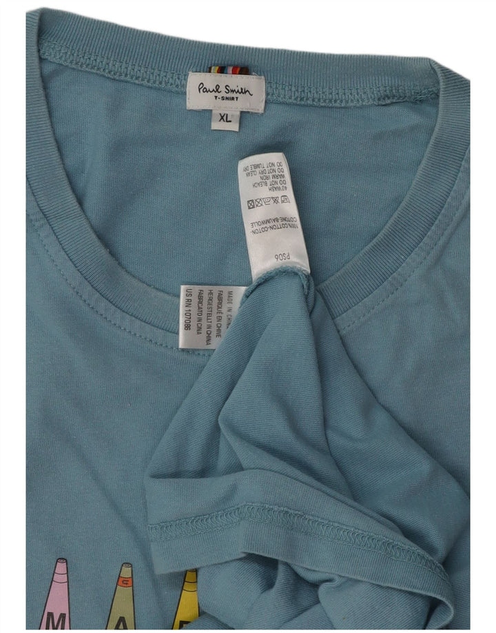 PAUL SMITH Camiseta gráfica para hombre Top XL Algodón azul