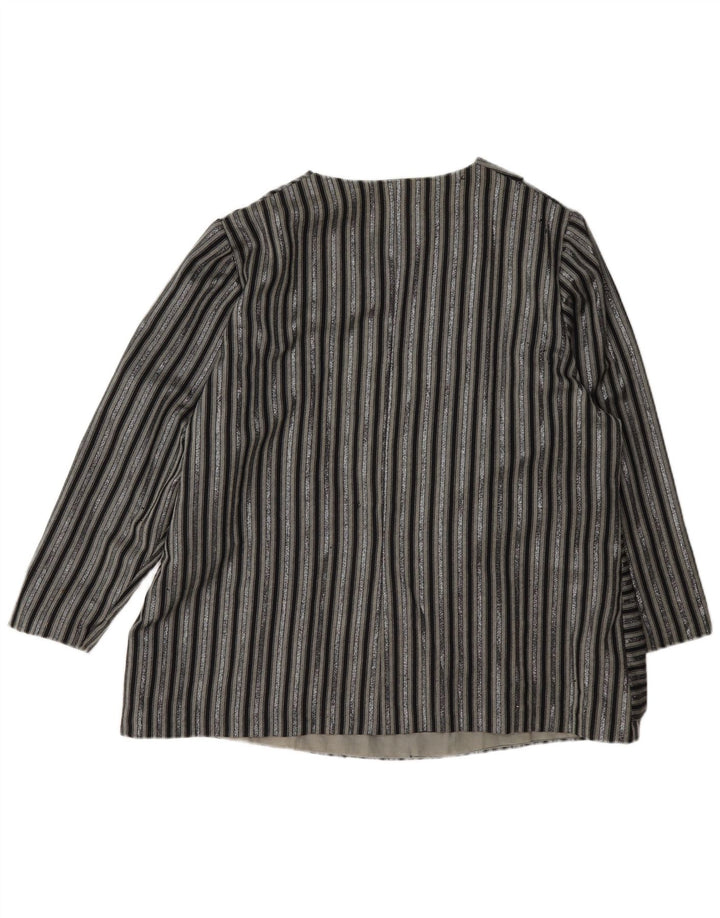 Vintage mujer 1 botón Blazer chaqueta Reino Unido 14 grande negro rayas