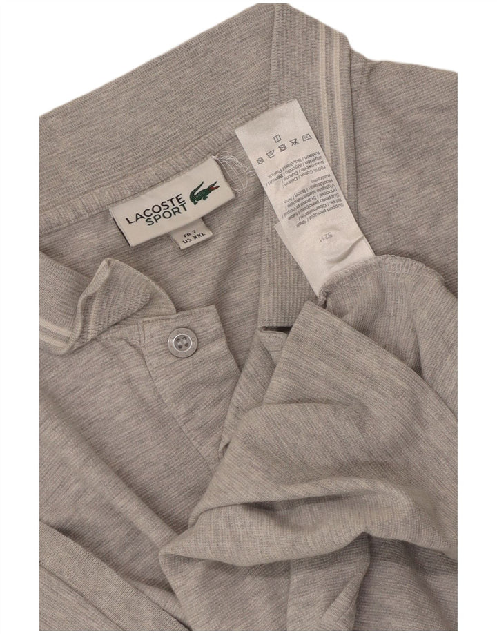 Polo Lacoste para hombre talla 7 2XL algodón gris