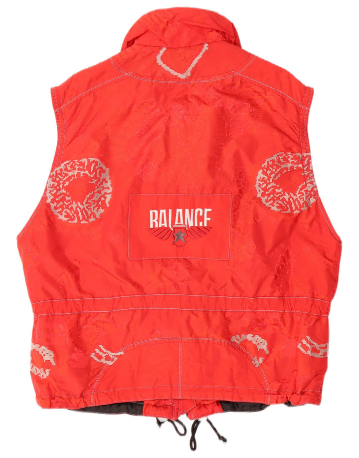 VINTAGE Chaleco gráfico para hombre Reino Unido 40 Poliamida roja grande