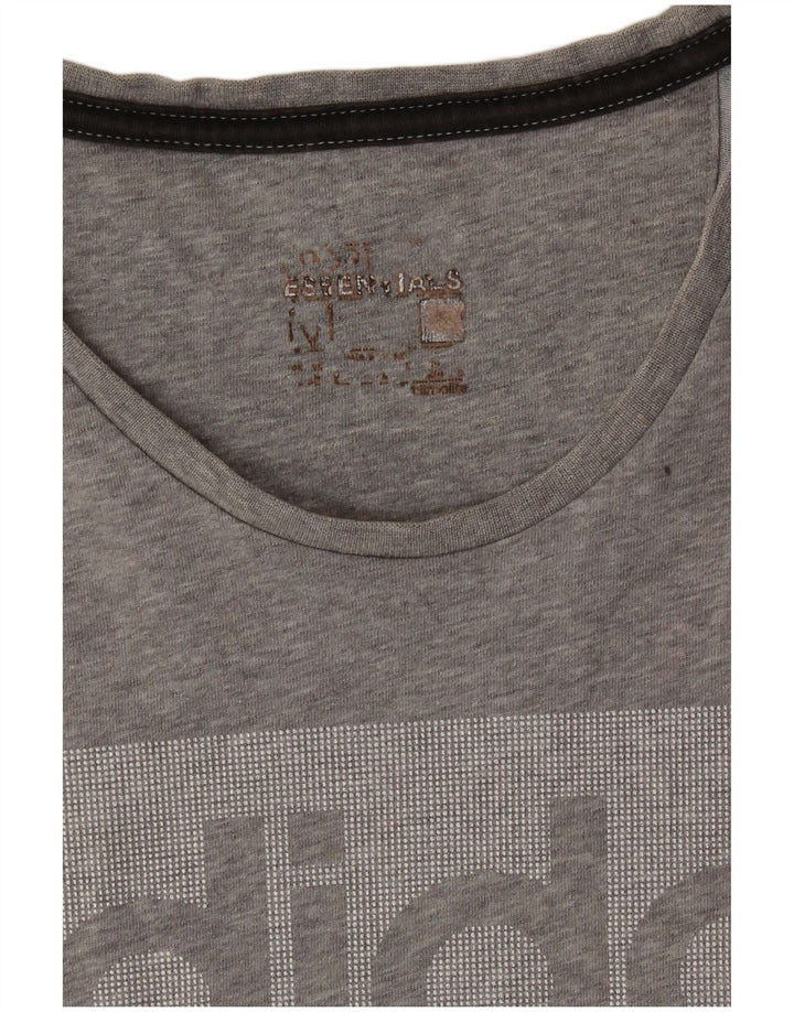Adidas Hombre Camiseta Gráfica Top Gris Medio Colorblock