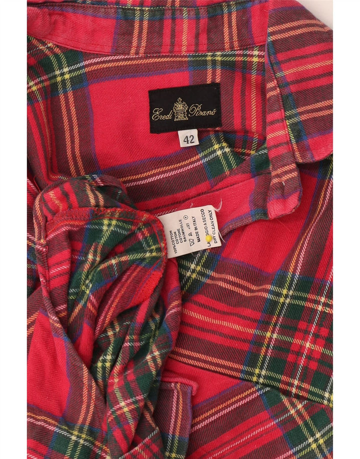 Camisa de franela para mujer Eredi Pisano IT 42 Medium Red Check Cotton