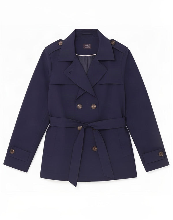 Marks & Spencer Gabardina para mujer UK 42 Poliéster azul marino mediano