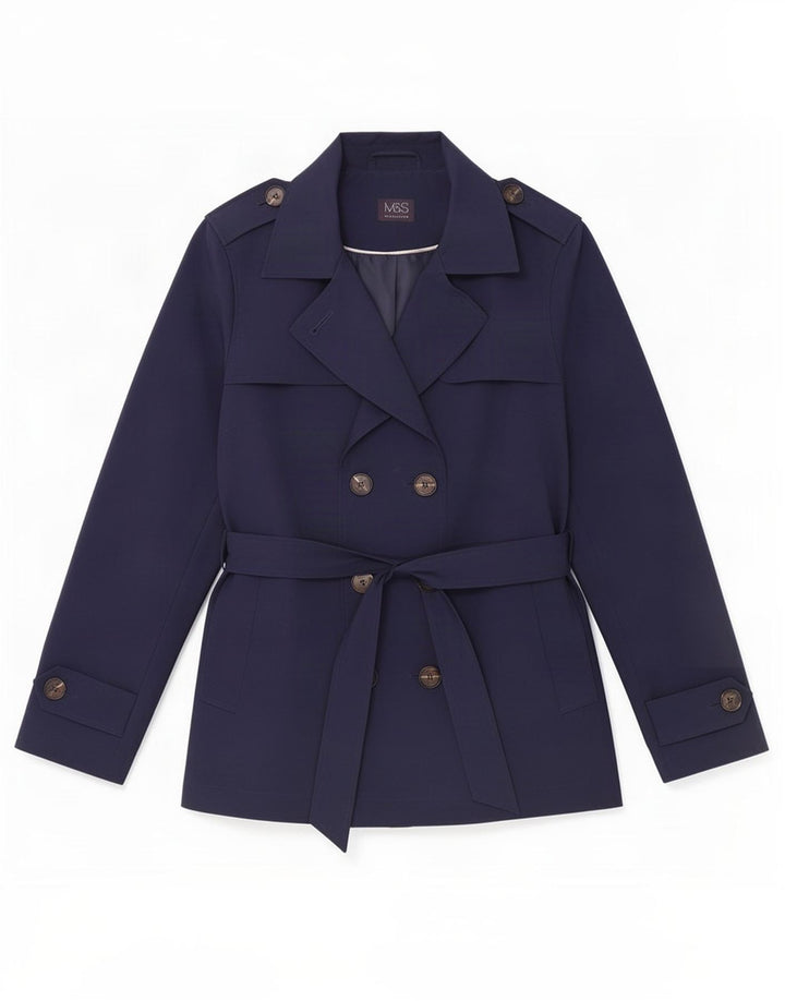 Marks & Spencer Gabardina para mujer UK 42 Poliéster azul marino mediano