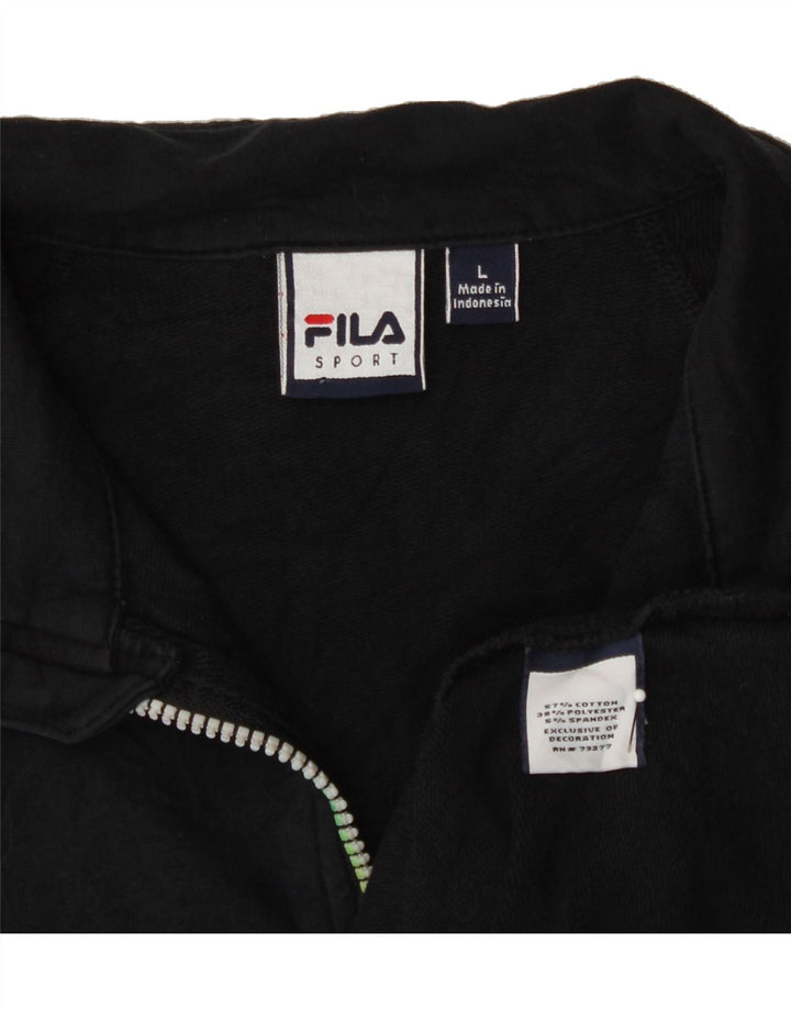 FILA Womens Tracksuit Top Jacket UK 16 Large Black Cotton Vintage Fila and Second-Hand Fila from Messina Hembry 
