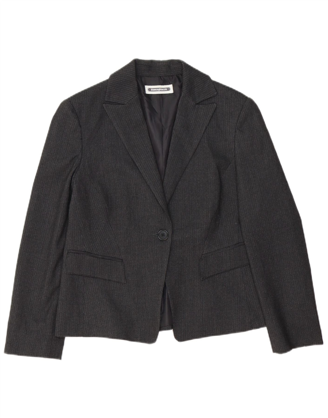 BIANCOGHIACCIO Chaqueta blazer de 1 botón para mujer IT 46 Grande gris a rayas