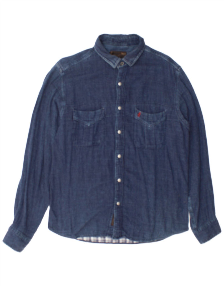 Marlboro Classics Camisa para hombre Grande Azul Marino Algodón