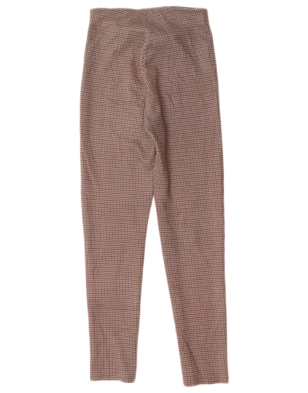 Zara Mujer Pantalón Casual Pitillo XS W24 L27 Marrón Pata De Gallo