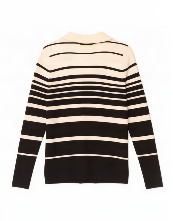 Marks & Spencer Womens Open Cardigan Sweater UK 10 Small Black Striped