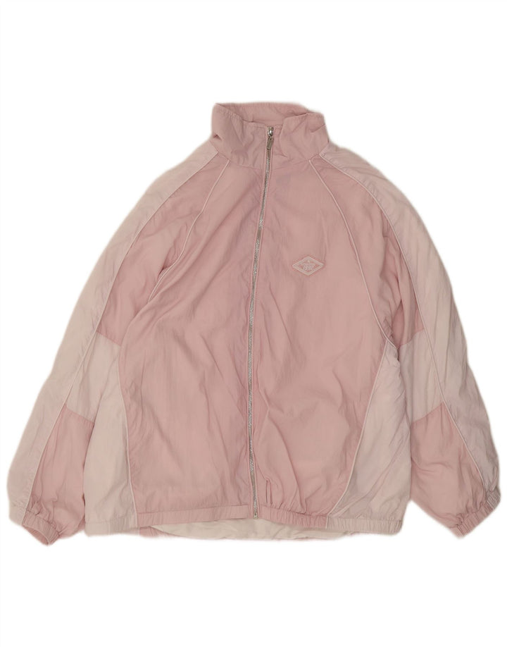 FB Sister Chaqueta impermeable de gran tamaño con estampado gráfico para mujer, talla 40, color rosa pequeño
