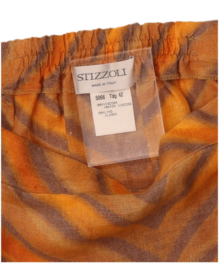 STIZZOLI Falda acampanada para mujer IT 42 Medium W28 Viscosa a rayas naranja