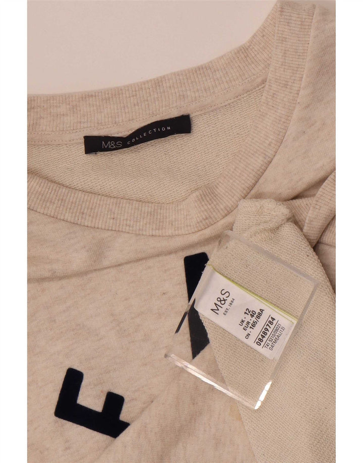 Marks & Spencer - Sudadera gráfica para mujer, talla 40, talla mediana, color beige floral
