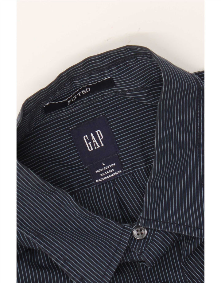 Camisa ajustada Gap para hombre Algodón a rayas azul marino grande