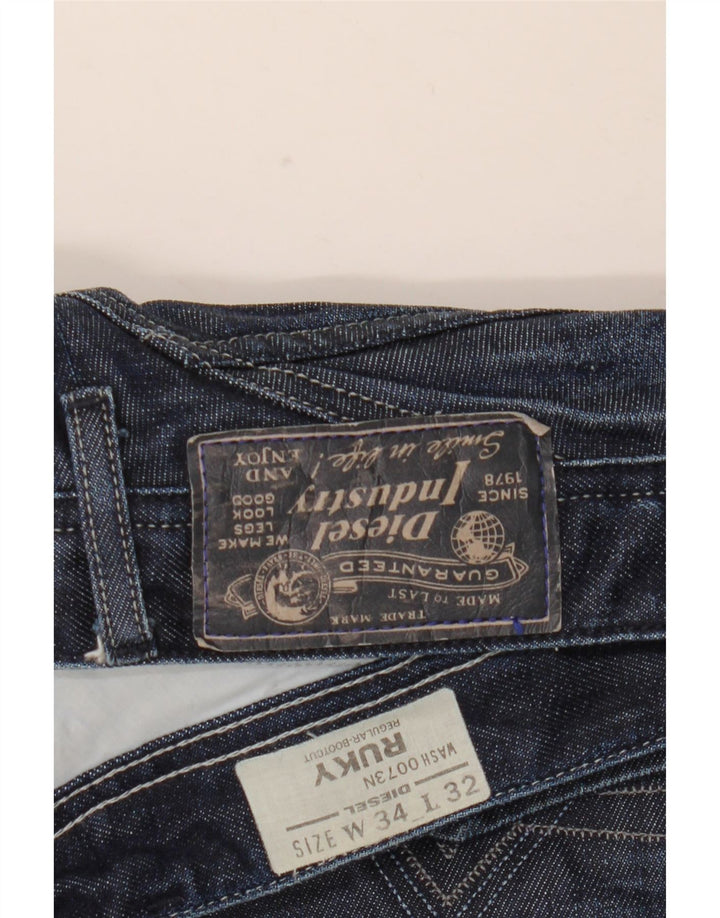 Diesel Mens Ruky Regular Bootcut Jeans W34 L32 Navy Blue Cotton