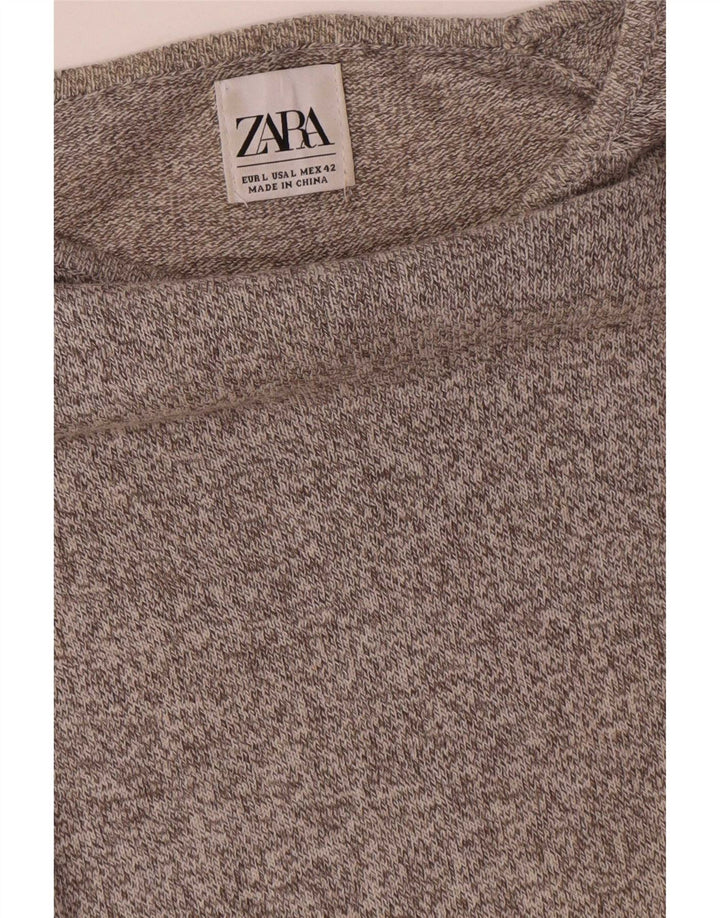 Zara Hombre Top Manga Larga Grande Gris Moteado