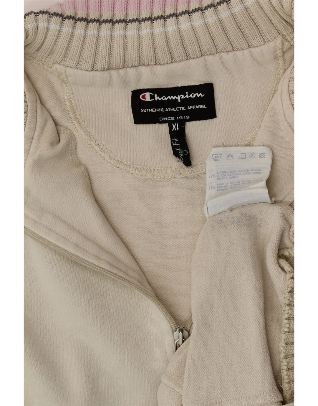 CHAMPION Sudadera con cuello y cremallera para mujer UK 18 XL Algodón beige
