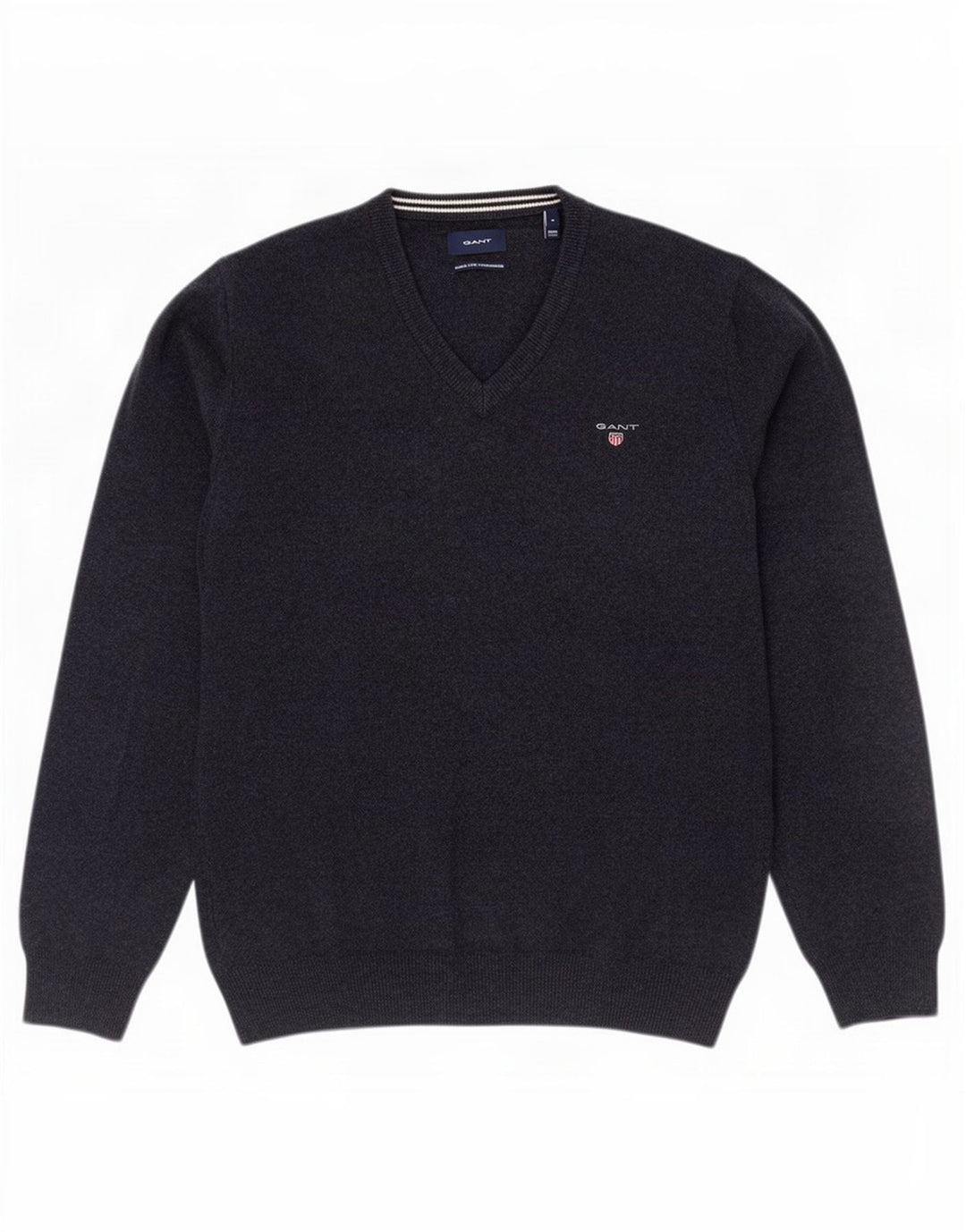Gant Jersey con Cuello en V de Lana Azul Marino Medio para Hombre