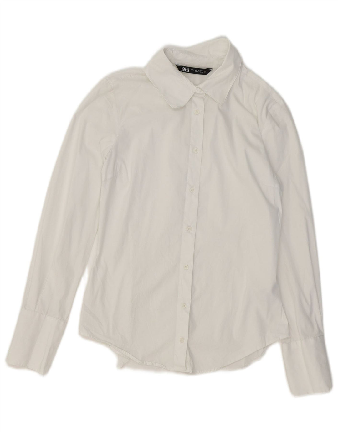 ZARA Camisa Formal Mujer UK 10 Small Algodón Blanco