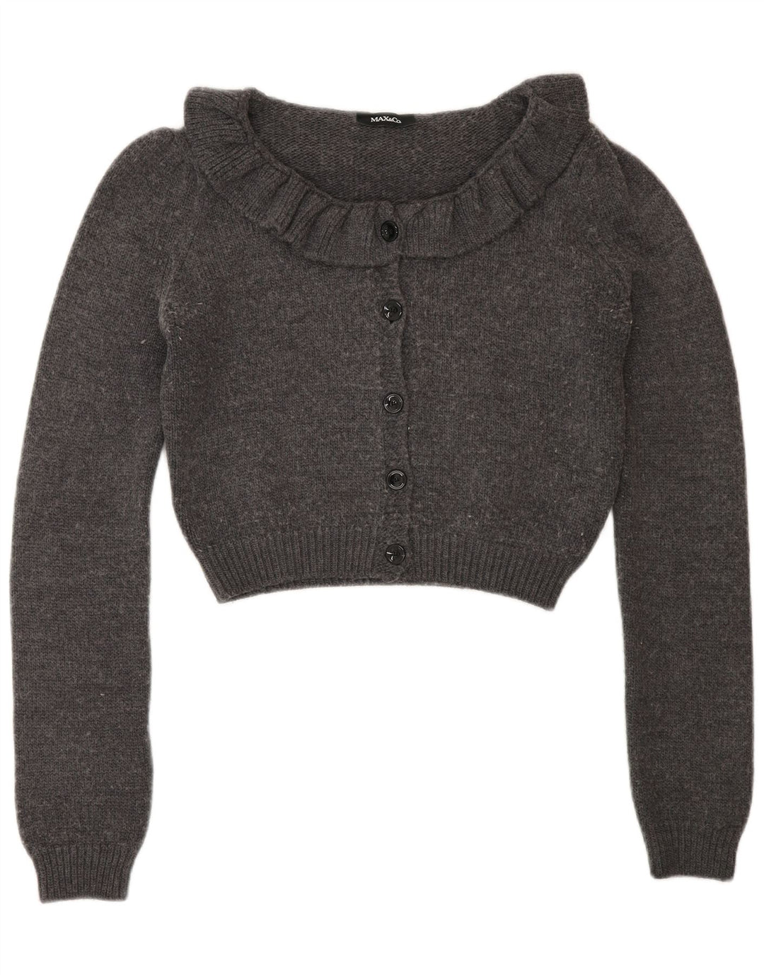 Max & Co. Suéter tipo cárdigan corto para mujer Reino Unido 12 Lana gris medio
