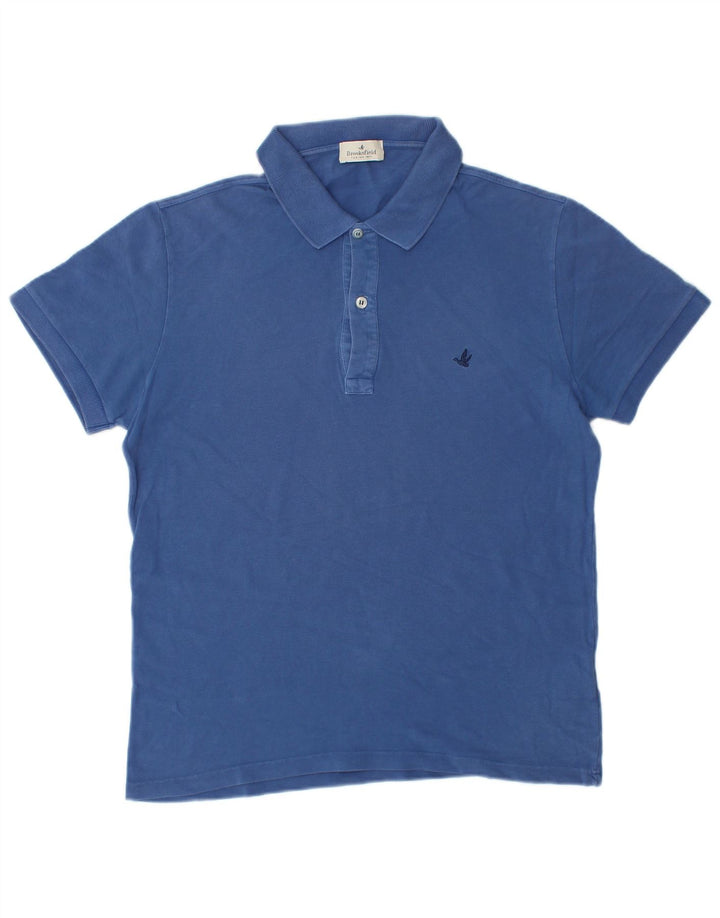 BROOKSFIELD Mens Polo Shirt IT 46 Small Blue Cotton
