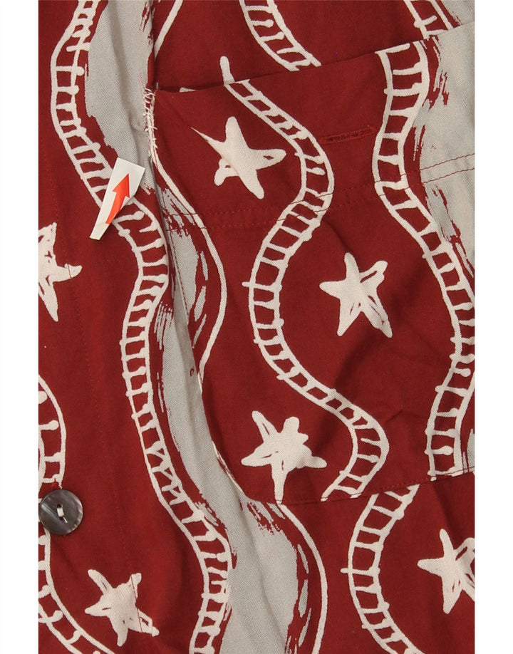 Andre Leon Camisa De Manga Corta Con Estampado Abstracto Para Hombre Playa Grande Borgoña