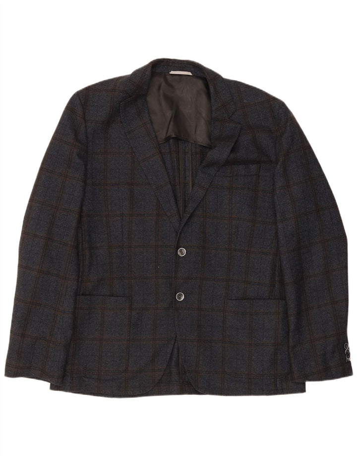 Hugo Boss Chaqueta tipo blazer de 2 botones para hombre EU 56 3XL Lana a cuadros azul marino