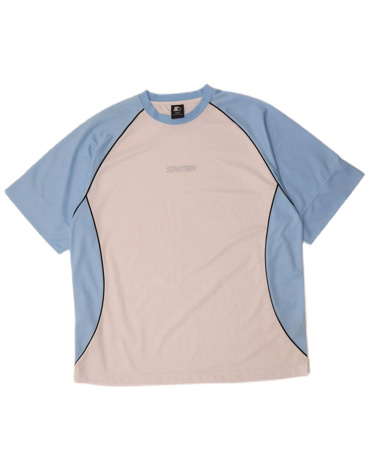 STARTER Camiseta gráfica para hombre Top 2XL Blanco Colorblock Poliéster