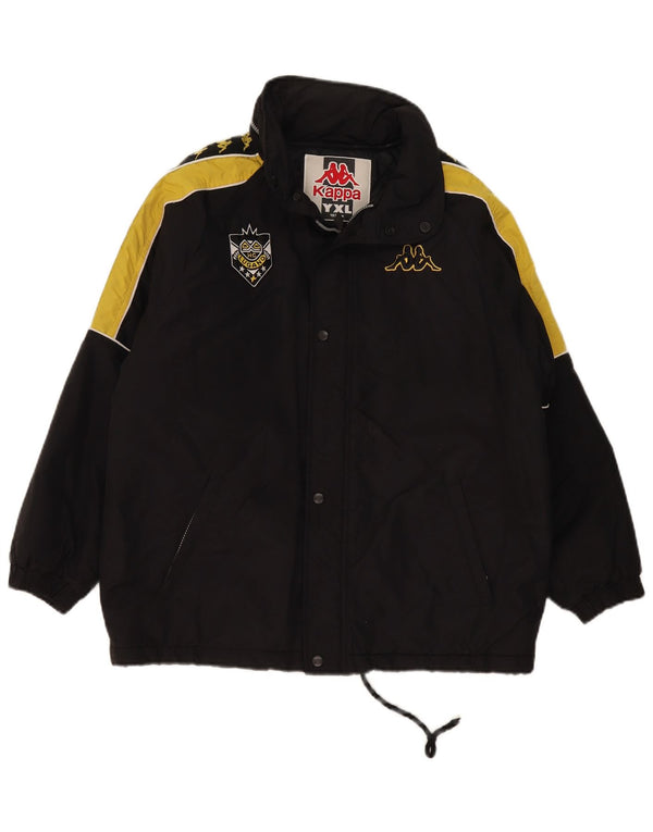 Kappa Chaqueta cortavientos gráfica para niños 12-13 años XL Negro Colorblock