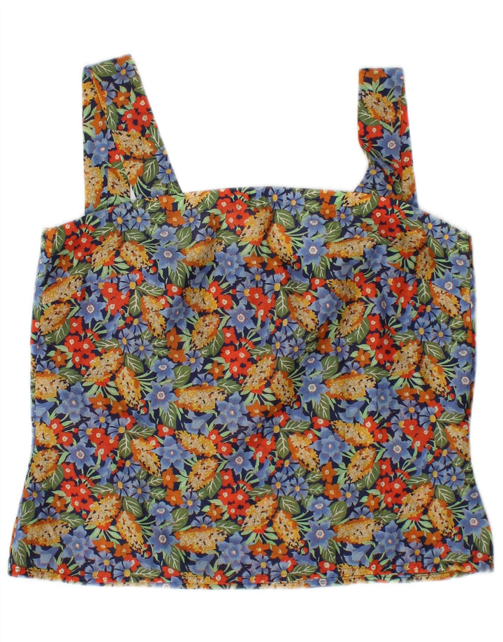 Vintage mujer Cami Top Reino Unido 10 pequeño multicolor floral
