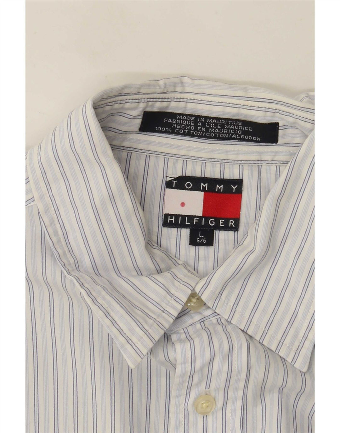 Camisa Tommy Hilfiger Hombre Grande Azul Rayas Algodón