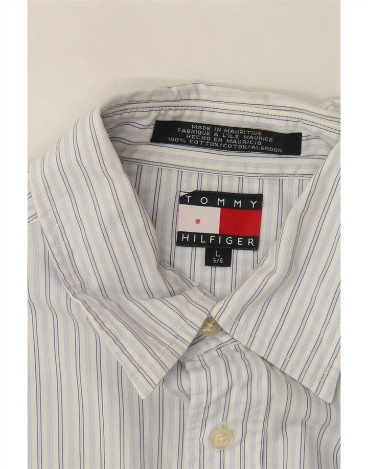 Camisa Tommy Hilfiger Hombre Grande Azul Rayas Algodón