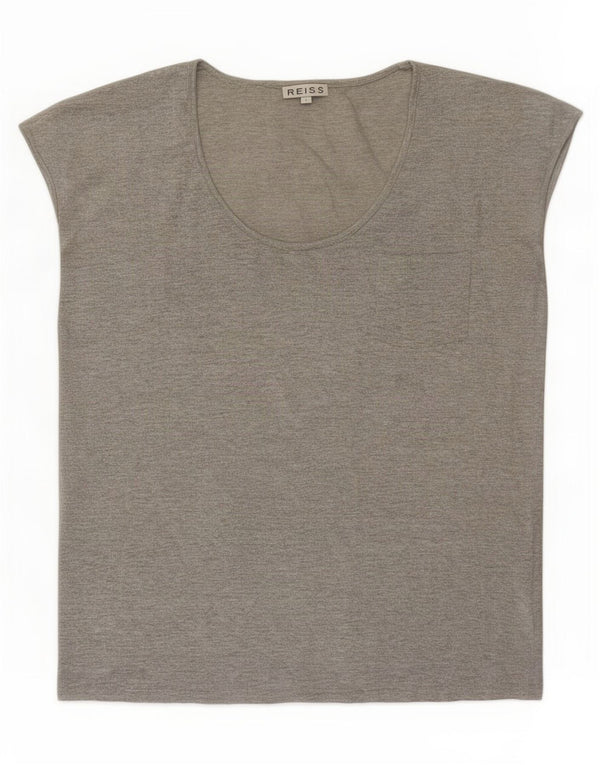 Reiss Camiseta extragrande para mujer UK 10 Small Gris Moteado Algodón
