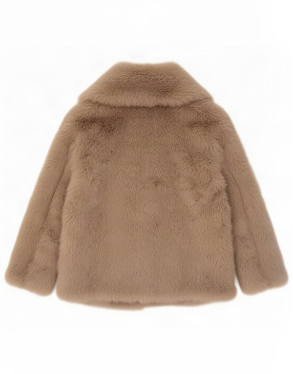Zara Mujer Chaqueta De Piel Sintética De Popelina UK 46 Grande Poliéster Beige