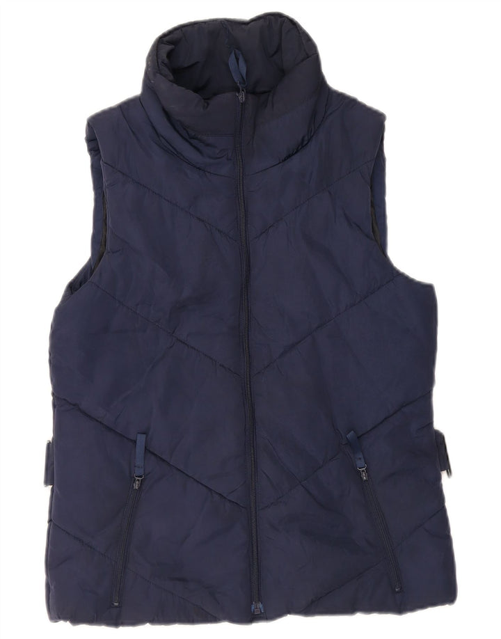 Zara Mujer Chaleco Acolchado UK 42 Medio Azul Marino Poliéster