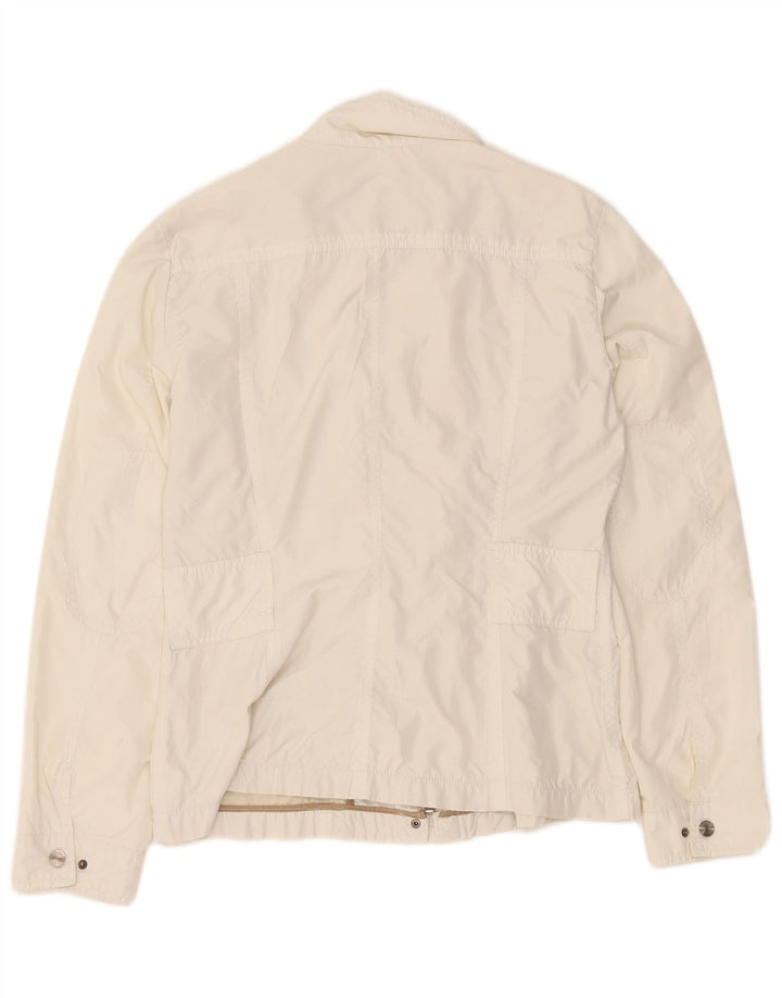 Zara Mujer Chaqueta Utilitaria UK 44 Grande Poliéster Blanco Roto