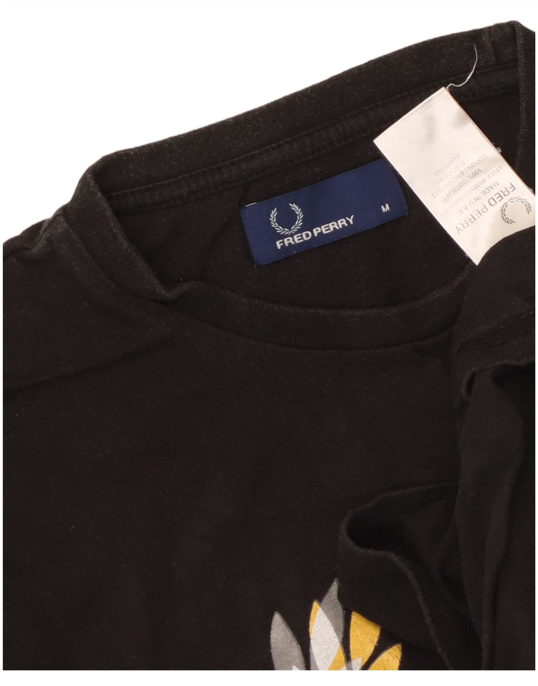 Fred Perry Camiseta Gráfica Para Hombre Top Mediano De Algodón Negro