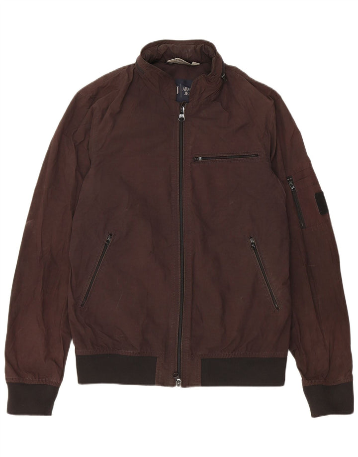 Armani Jeans Chaqueta bomber con capucha para hombre EU 48 Small Marrón Poliéster