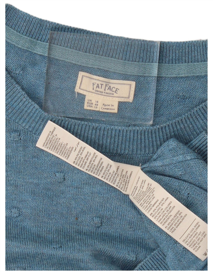 Suéter tipo jersey con cuello redondo para mujer de Fat Face UK 46 Poliéster azul grande