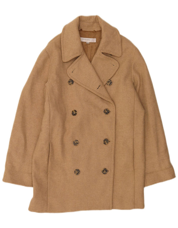 French Connection Abrigo cruzado para mujer UK 42 Lana beige medio