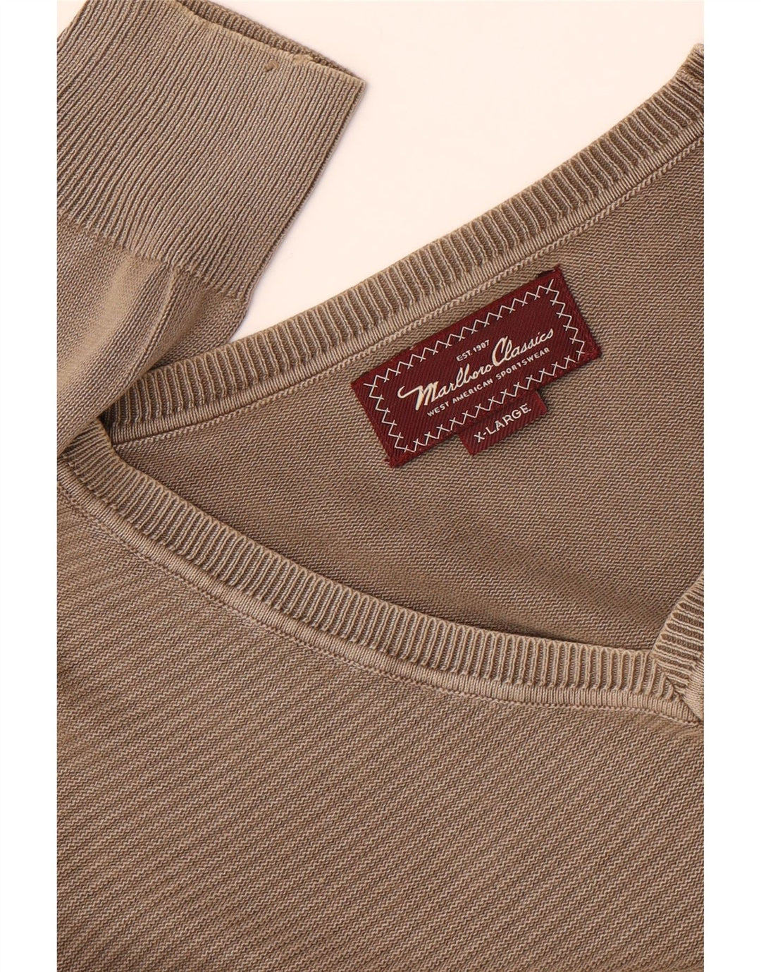 Marlboro Classics Jersey con Cuello en V para Hombre XL Caqui Rayas