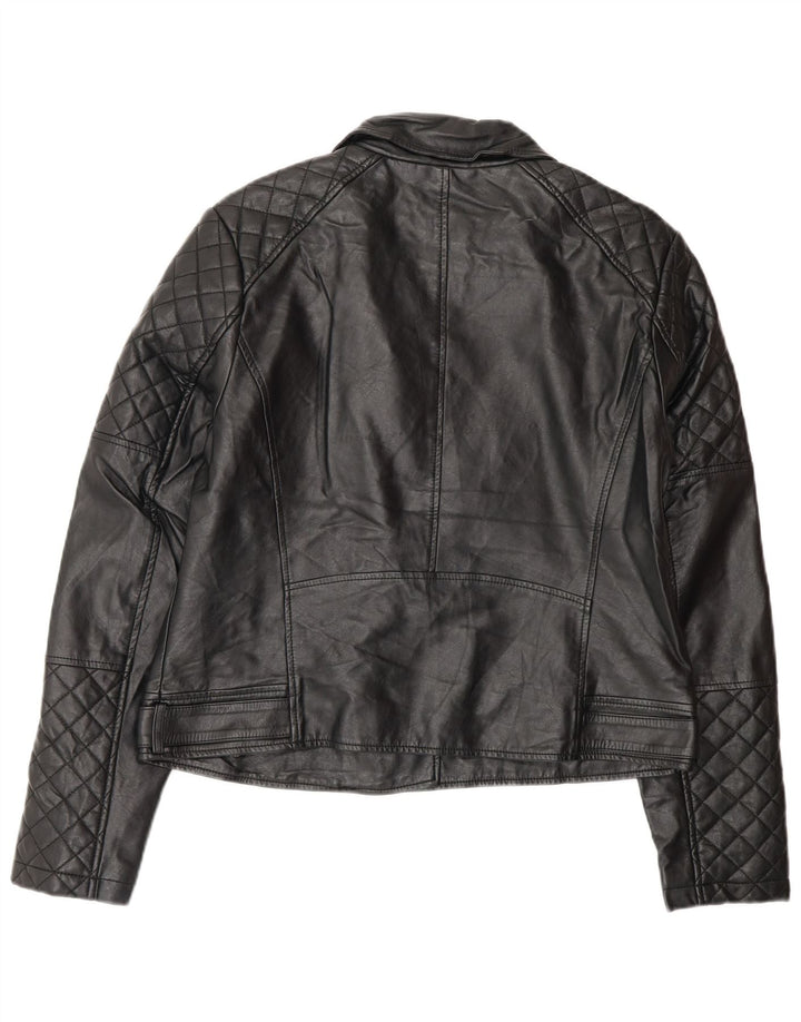Oasis Chaqueta motera de piel sintética para mujer UK 46 Large Polietileno negro