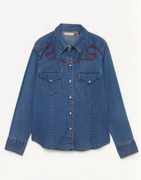 Levi's Camisa vaquera para mujer UK 10 Small Blue Cotton