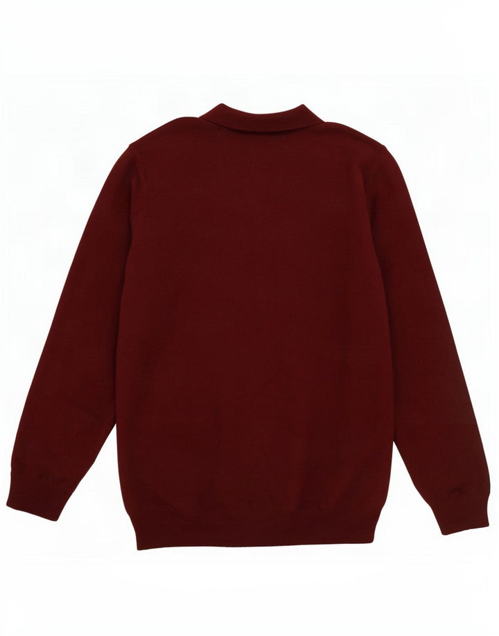 Massimo Dutti Hombre Polo Neck Jumper Sweater Large Lana Burdeos