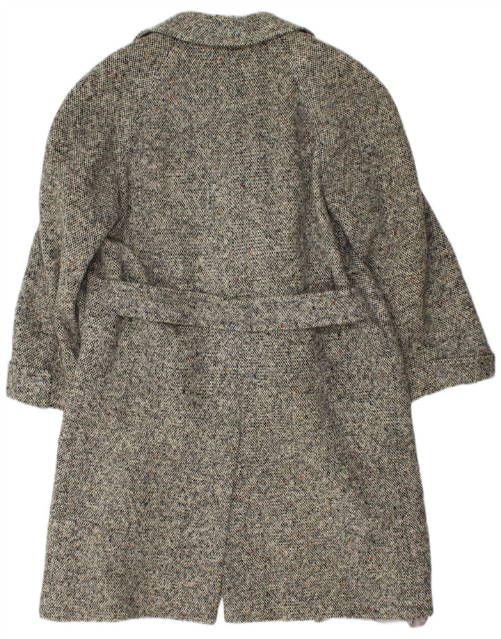 VINTAGE Abrigo cruzado de mujer IT 42 Espiga gris medio