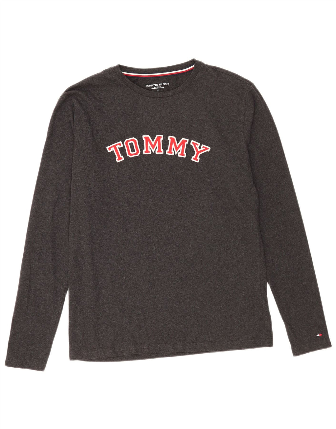 Tommy Hilfiger Top gráfico para hombre de manga larga de algodón gris pequeño