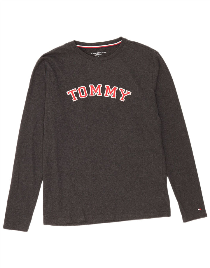 Tommy Hilfiger Top gráfico para hombre de manga larga de algodón gris pequeño