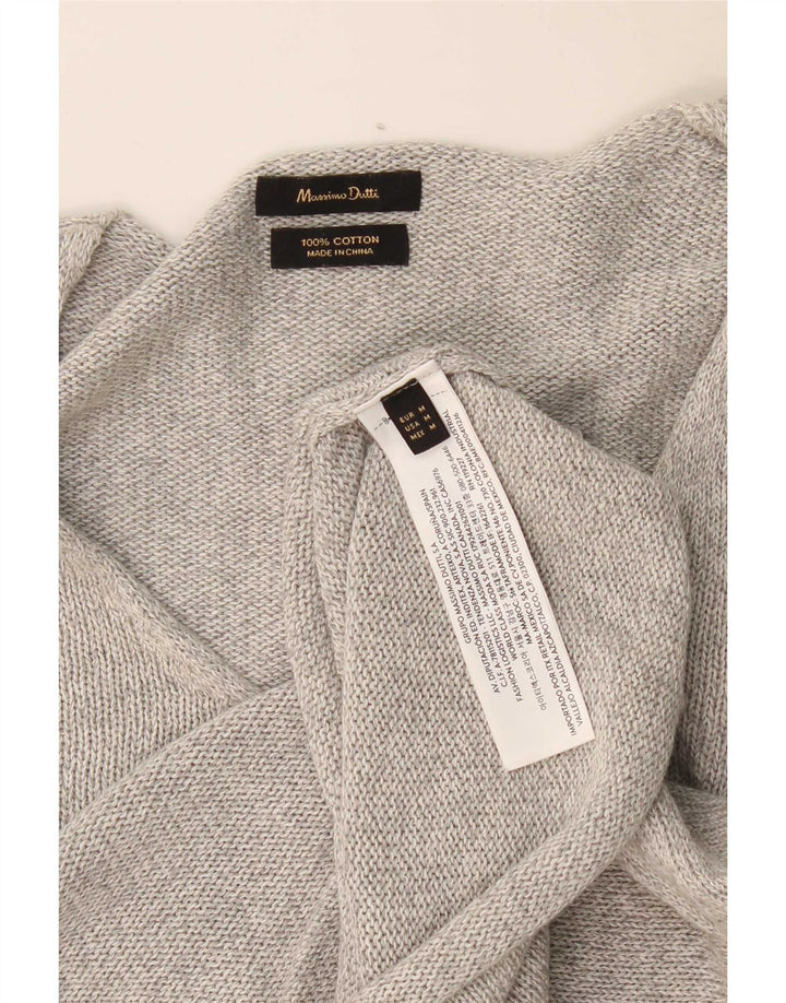 Massimo Dutti Jersey Mujer con Cuello en V UK 44 Algodón Moteado Gris Medio