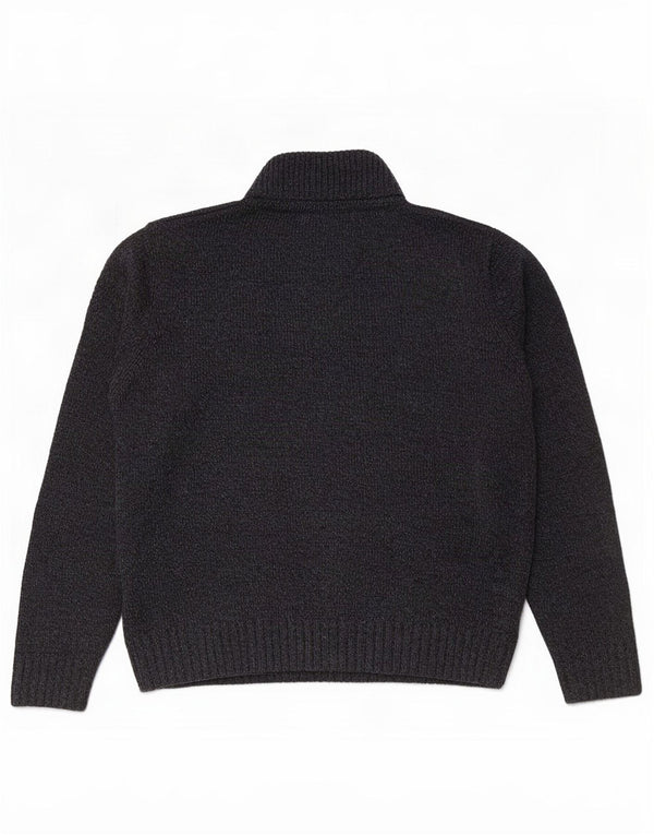 Marks & Spencer Suéter tipo jersey con cuello y botones para hombre, tamaño mediano, moteado en azul marino