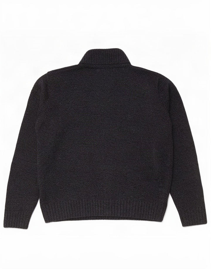 Marks & Spencer Suéter tipo jersey con cuello y botones para hombre, tamaño mediano, moteado en azul marino