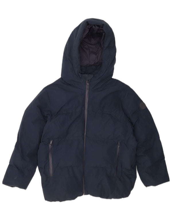 Zara Anorak Niña Con Capucha 8-9 Años Azul Marino Poliéster